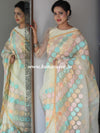 Banarasee Pure Organza Silk Saree With Embroidery-White