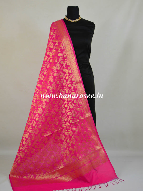 Art Silk Dupatta With Jaal Design-Pink