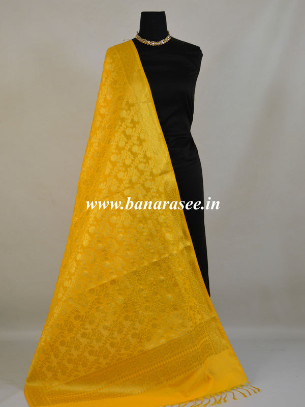 Art Silk Dupatta With Jaal Design-Yellow