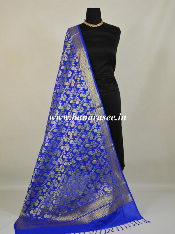 Art Silk Dupatta With Jaal Design-Royal Blue