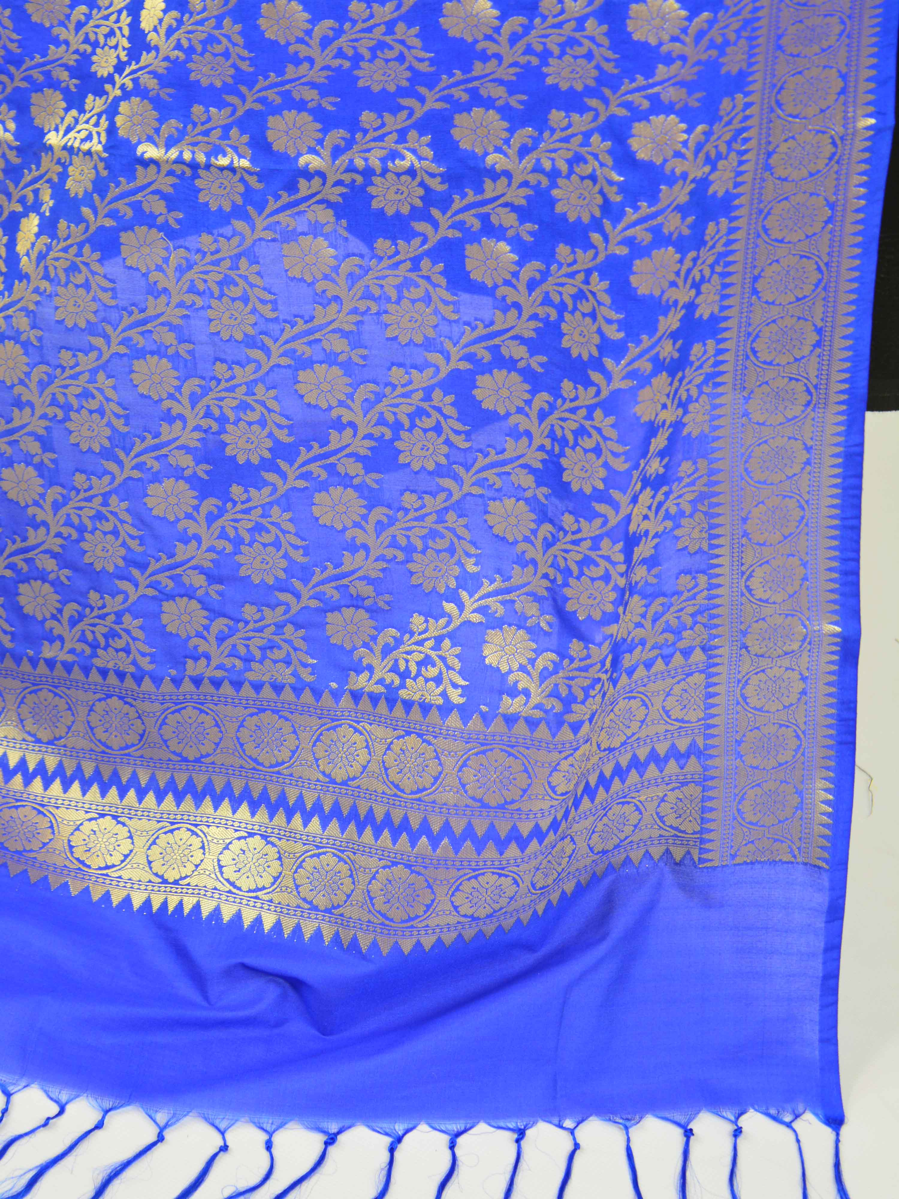 Art Silk Dupatta With Jaal Design-Royal Blue