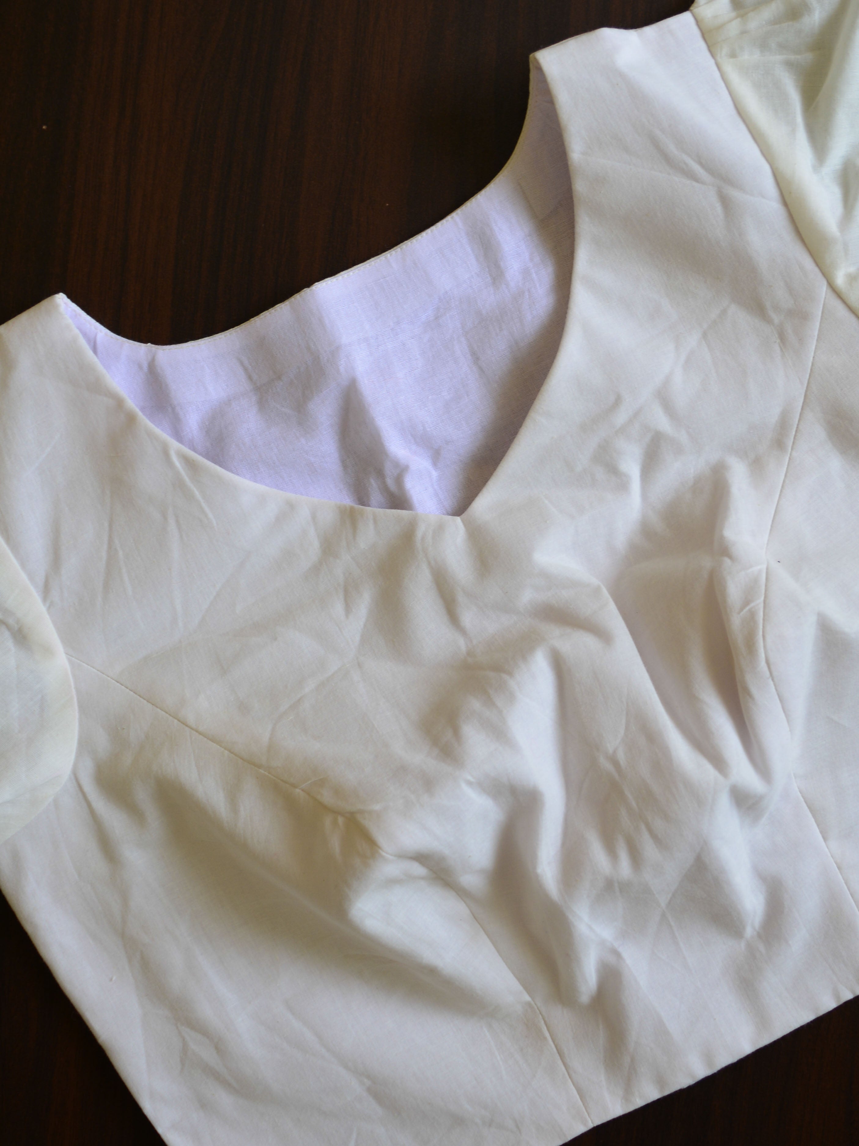 Pure Cotton Blouse With Puff Sleeves-White
