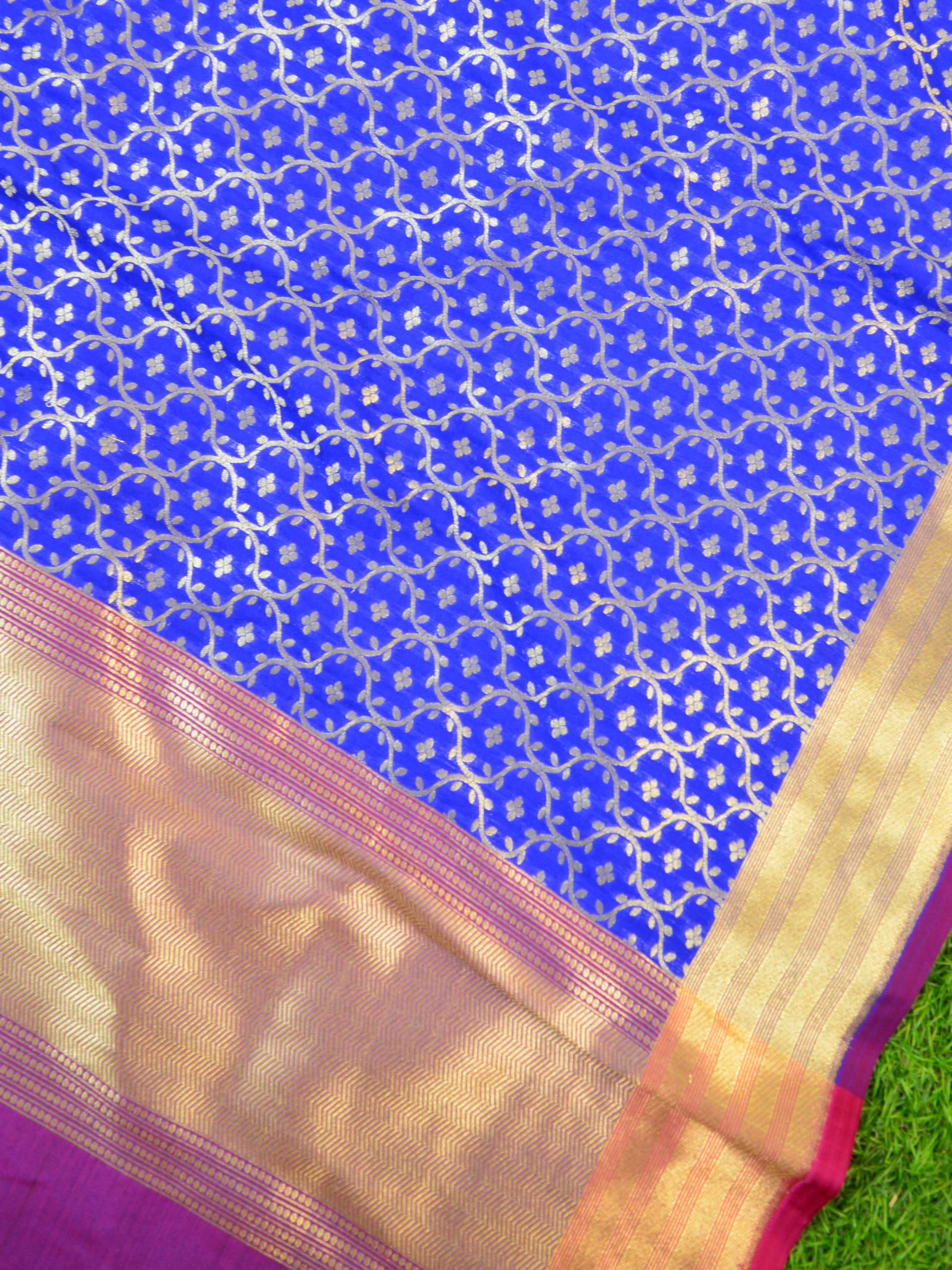 Banarasee Art Silk Dupatta Jaal Design-Royal Blue