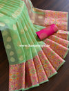 Banarasee Organza Mix Saree With Buta Design & Meena Border-Green