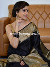 Banarasee Handwoven Semi Silk Saree Broad Zari Border-Black