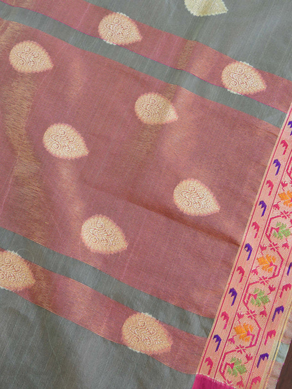 Banarasee Organza Mix Saree With Buta Design & Meena Border-Green