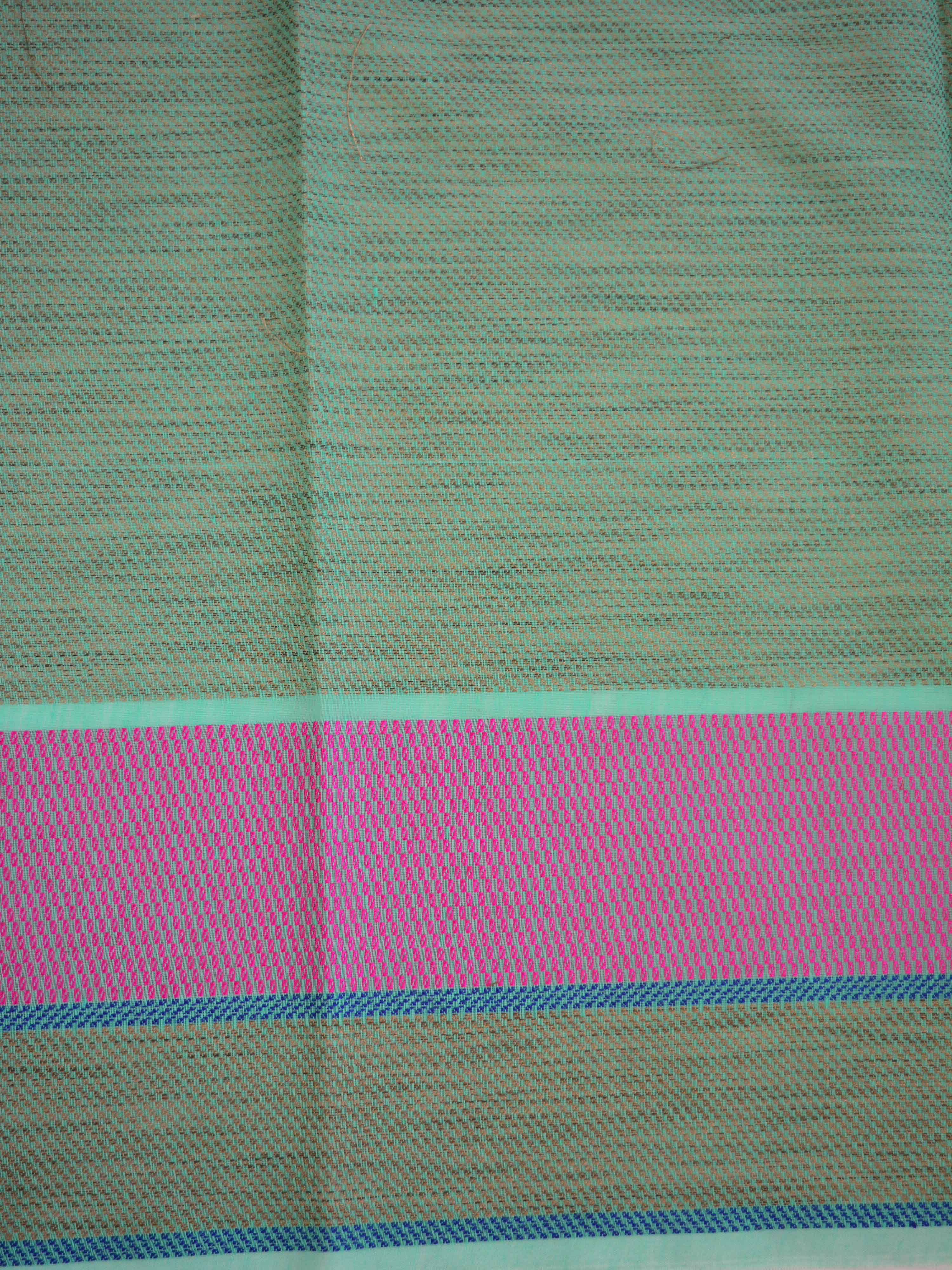 Banarasee Handloom Cotton Saree with Resham Work-Sea Green
