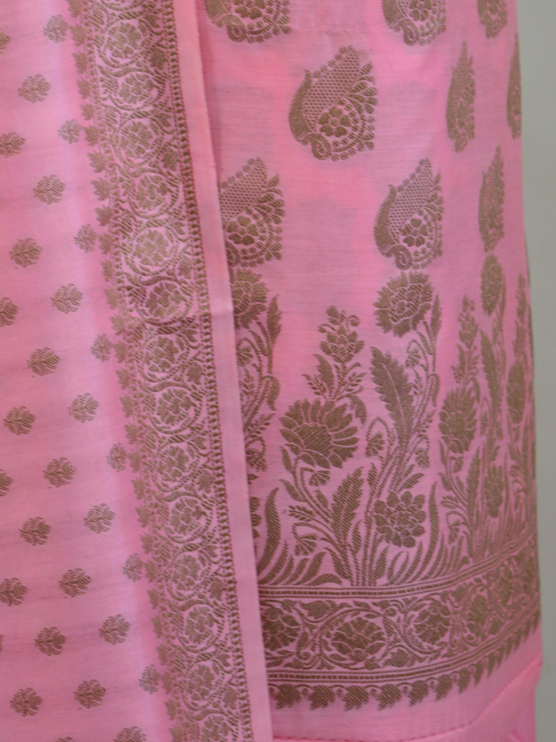 Banarasee Cotton Silk Ghichha Work Salwar Kameez Fabric With Dupatta-Pink