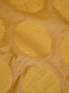 Banarasee Satin Brocade Gold Zari Big Circle Buta Fabric-Gold