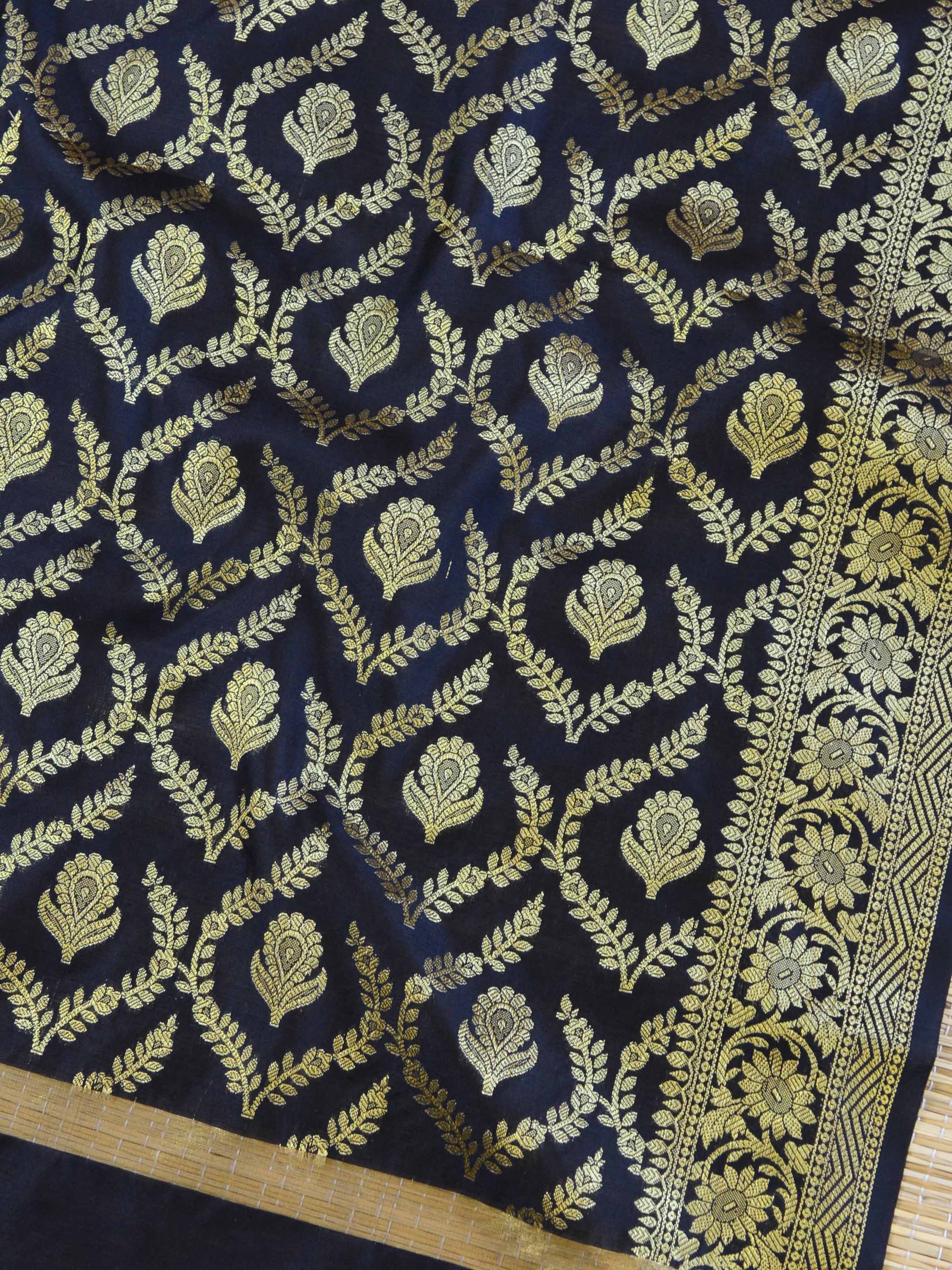 Banarasee Art Silk Jaal Design Dupatta-Black