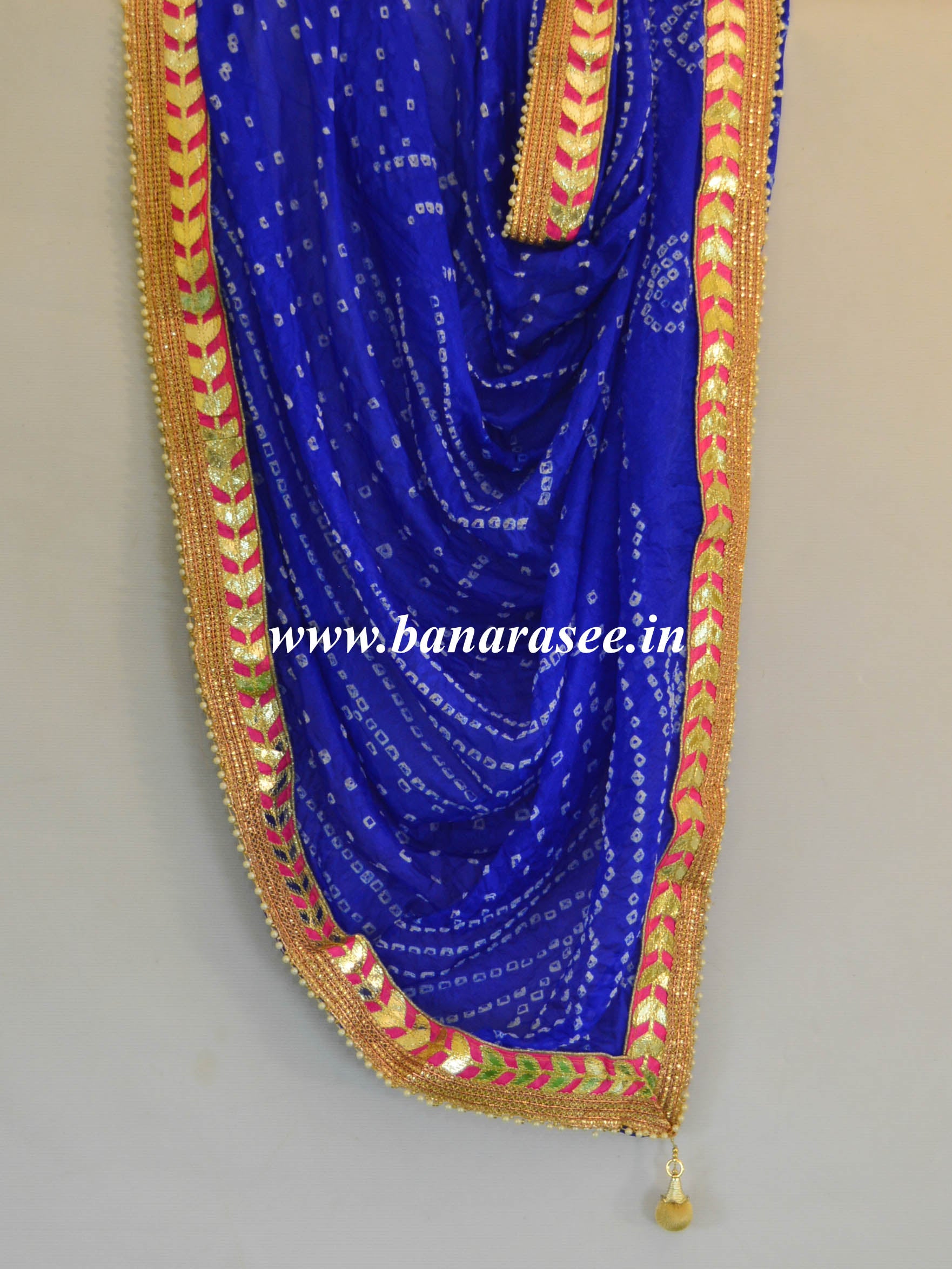 Art Silk Bandhej Gotapatti Dupatta-Royal Blue