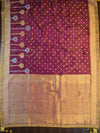 Banarasee Handwoven Semi-Katan Zari Work Saree With Contrast Embroidered Blouse-Maroon