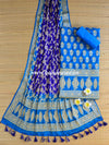 Banarasee Handloom Pure Chiffon Silk Salwar Kameez Set-Blue