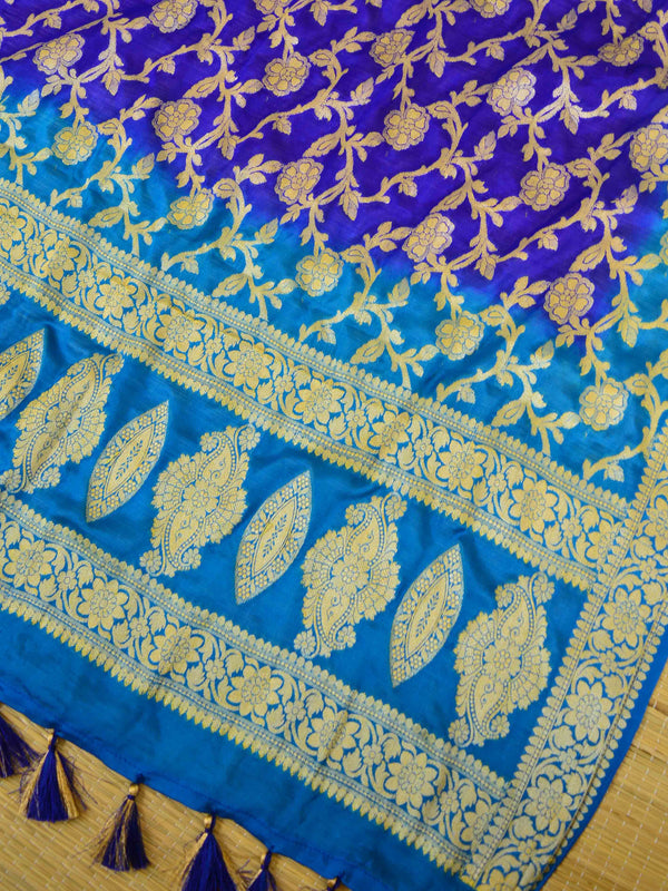 Banarasee Handloom Pure Chiffon Silk Salwar Kameez Set-Blue