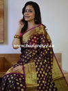 Banarasee Cotton Silk Saree With Zari Buti & Border-Violet