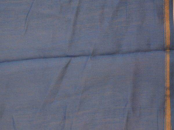 Banarasee Handloom Chanderi Shibori Dyed Saree With Contrast Blue Blouse-Off White