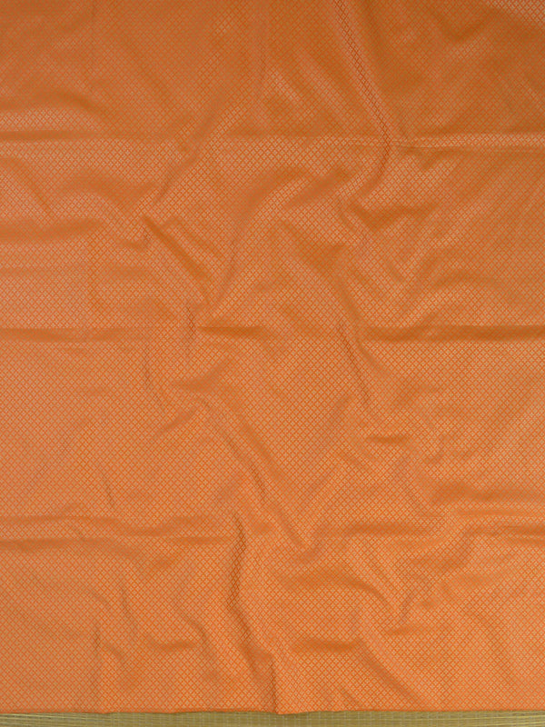 Banarasee Brocade Salwar Kameez Fabric With Mirror Work-Orange & Grey