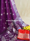 Banarasee Handwoven Semi-Chiffon Saree With Silver Zari & Contrast Blouse-Violet