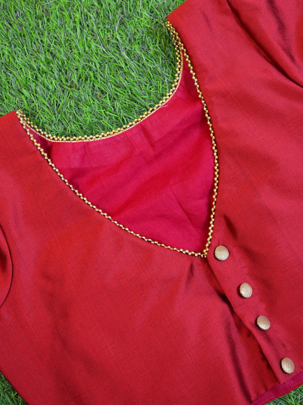 Banarasee Pure Silk Blouse-Maroon
