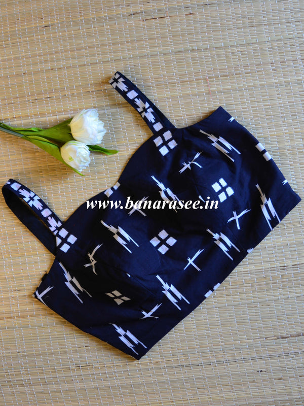 Pure Cotton Handblock Printed Blouse-Black