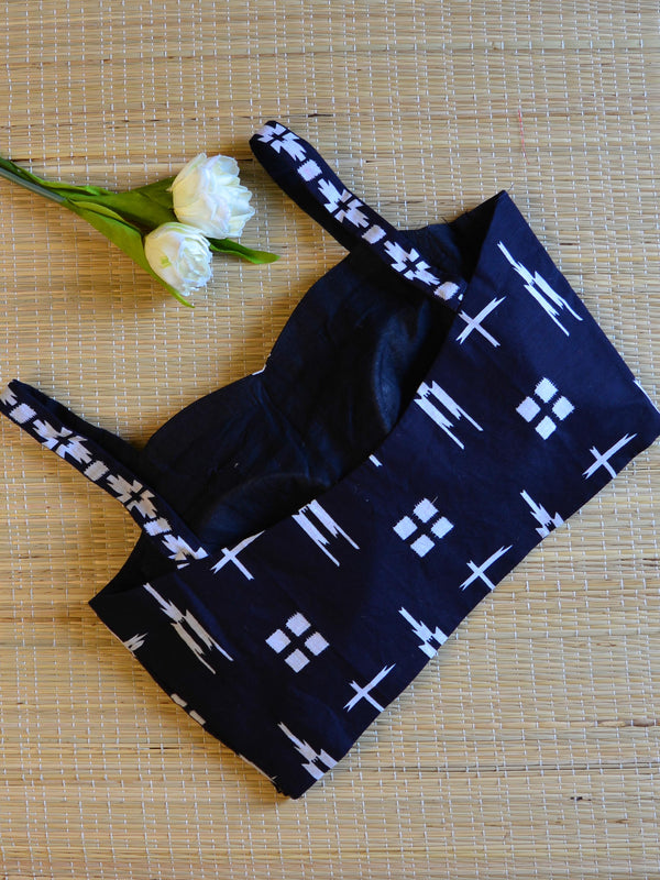 Pure Cotton Handblock Printed Blouse-Black