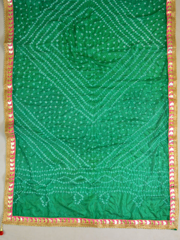 Art Silk Bandhej Gotapatti Dupatta-Green