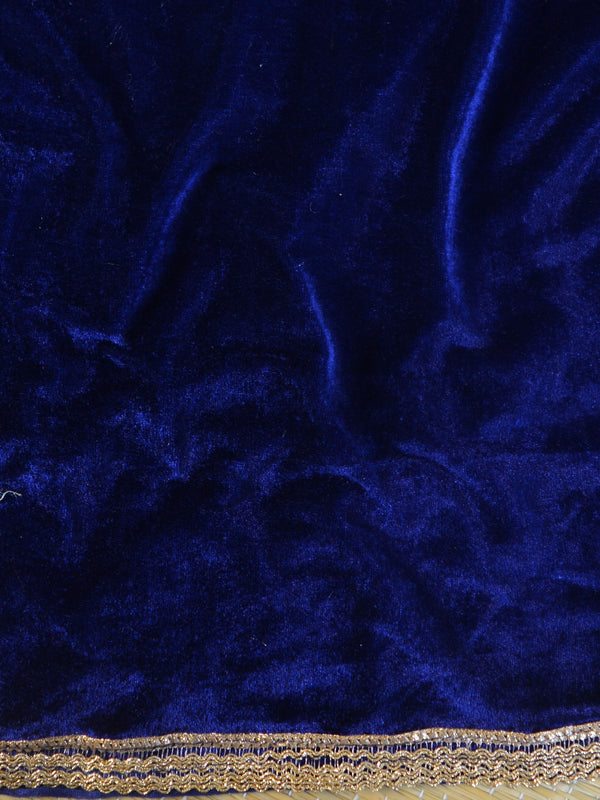 Banarasee Hand-Embroidered Velvet Salwar Kameez Set-Blue