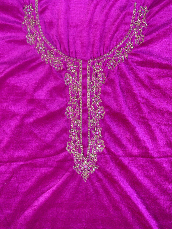 Banarasee Hand-Embroidered Velvet Salwar Kameez Set-Magenta