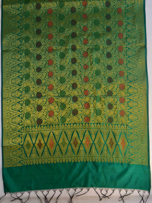 Banarasee Art Silk Jaal Design Dupatta-Green