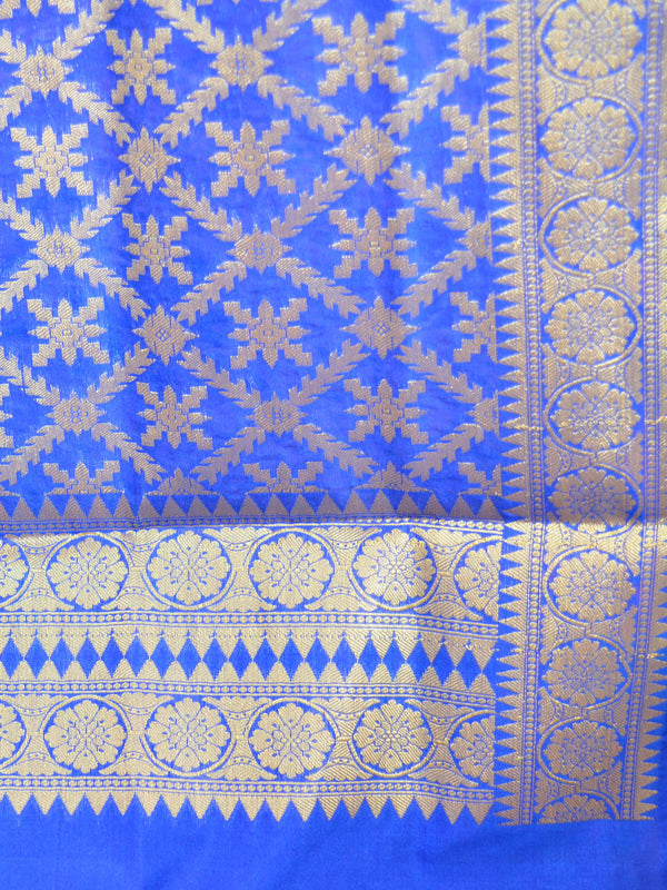Banarasee Art Silk Zari Jaal Design Dupatta-Royal Blue