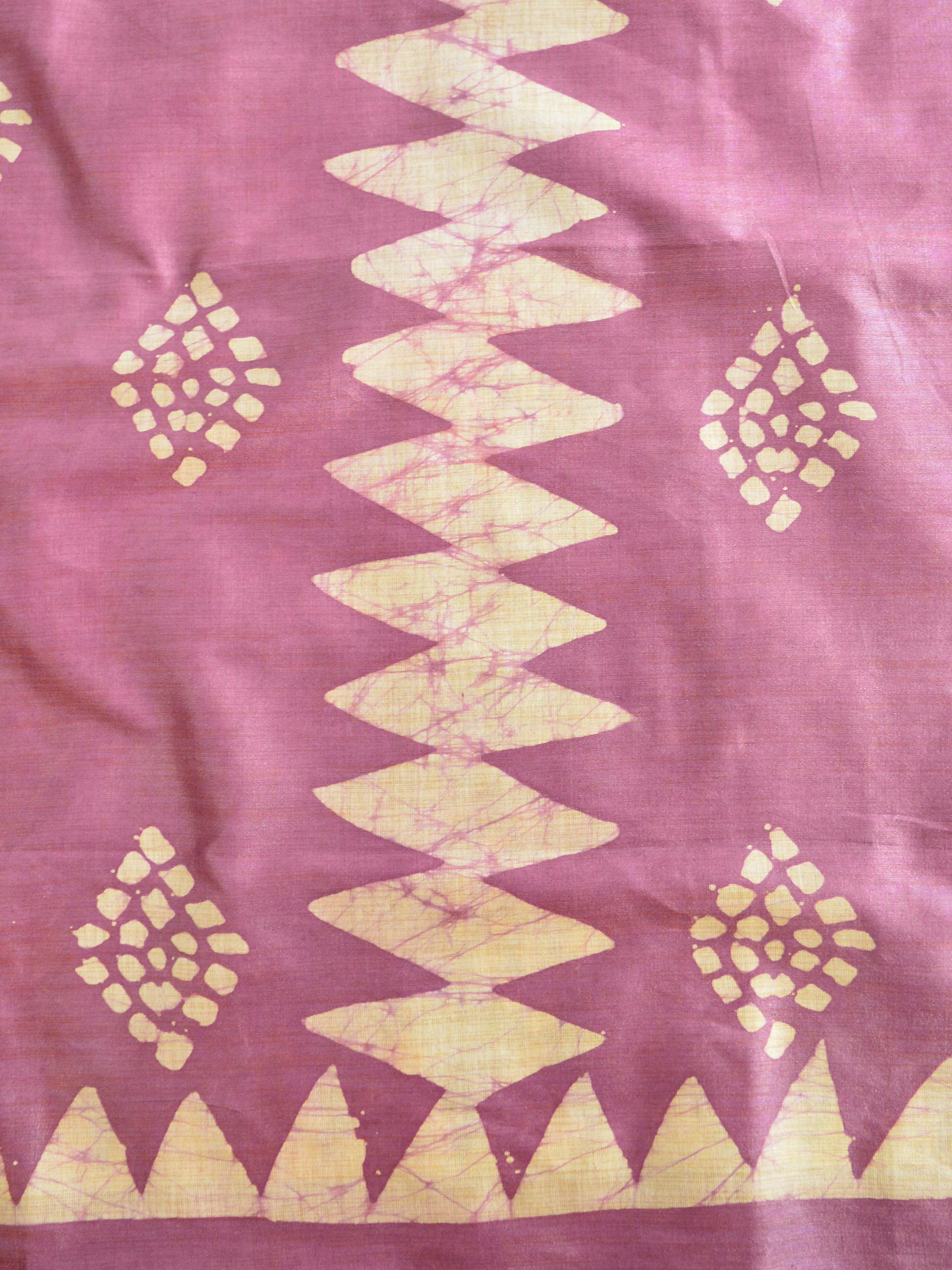 Pure Handloom Khadi Cotton Hand-Dyed Batik Pattern Salwar Kameez Dupatta Set-Violet & Purple