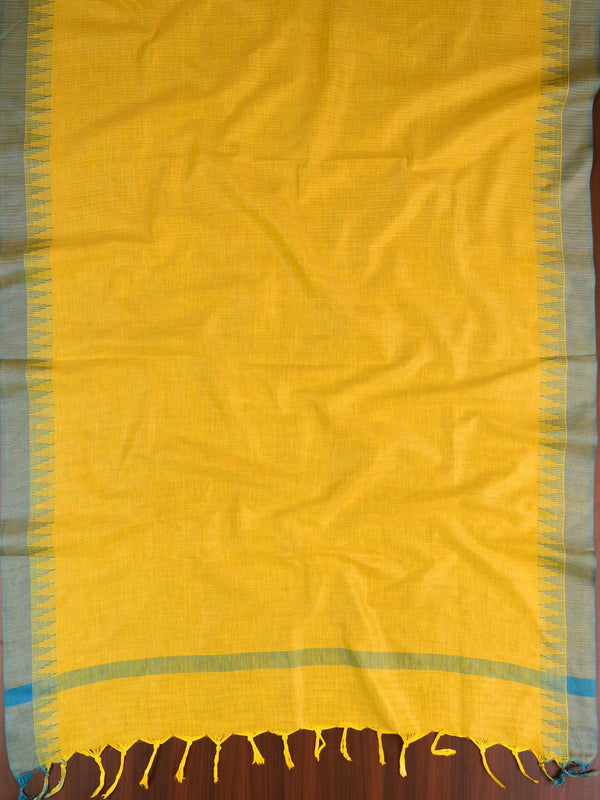 Handloom Khadi Cotton Salwar Kameez Dupatta Set-Blue & Yellow