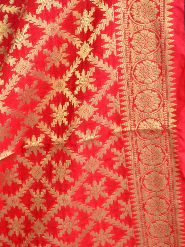 Banarasee Art Silk Dupatta With Jaal Design-Red