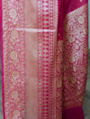 Banarasee Handwoven Semi-Chiffon Saree With Buti Design & Broad Floral Border-Pink