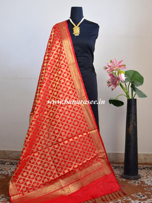 Banarasee Art Silk Dupatta With Jaal Design-Red