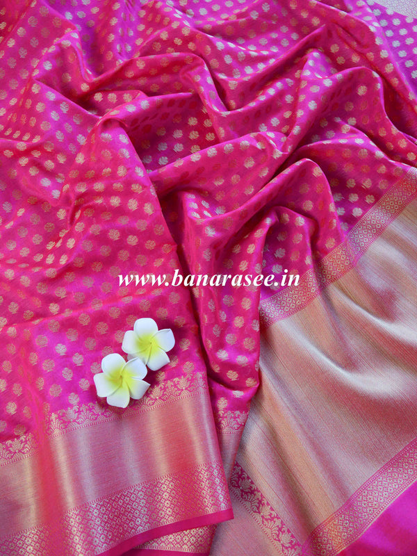 Banarasee Cotton Silk  Saree With Zari Buti & Border-Pink