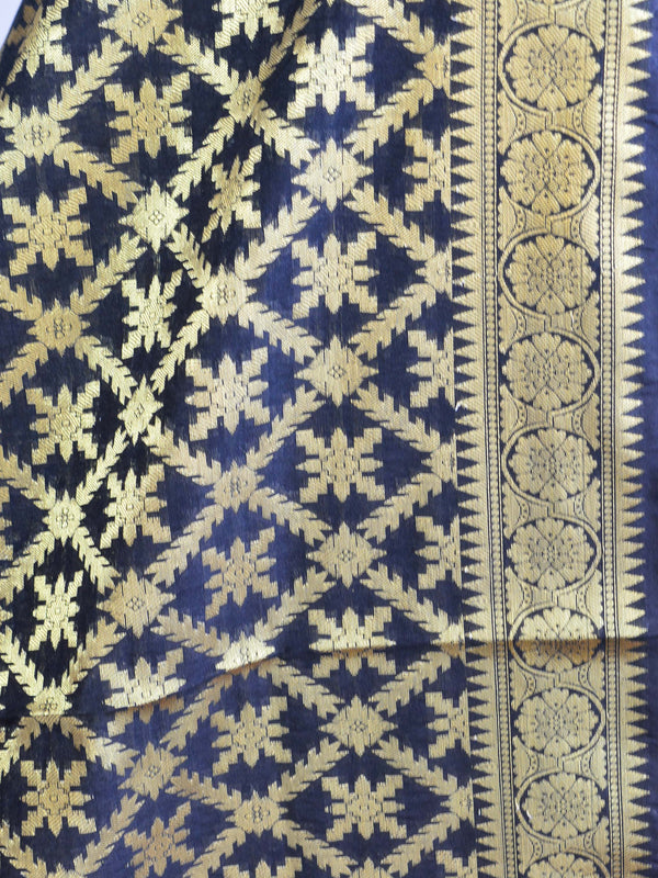 Banarasee Art Silk Dupatta With Jaal Design-Blue