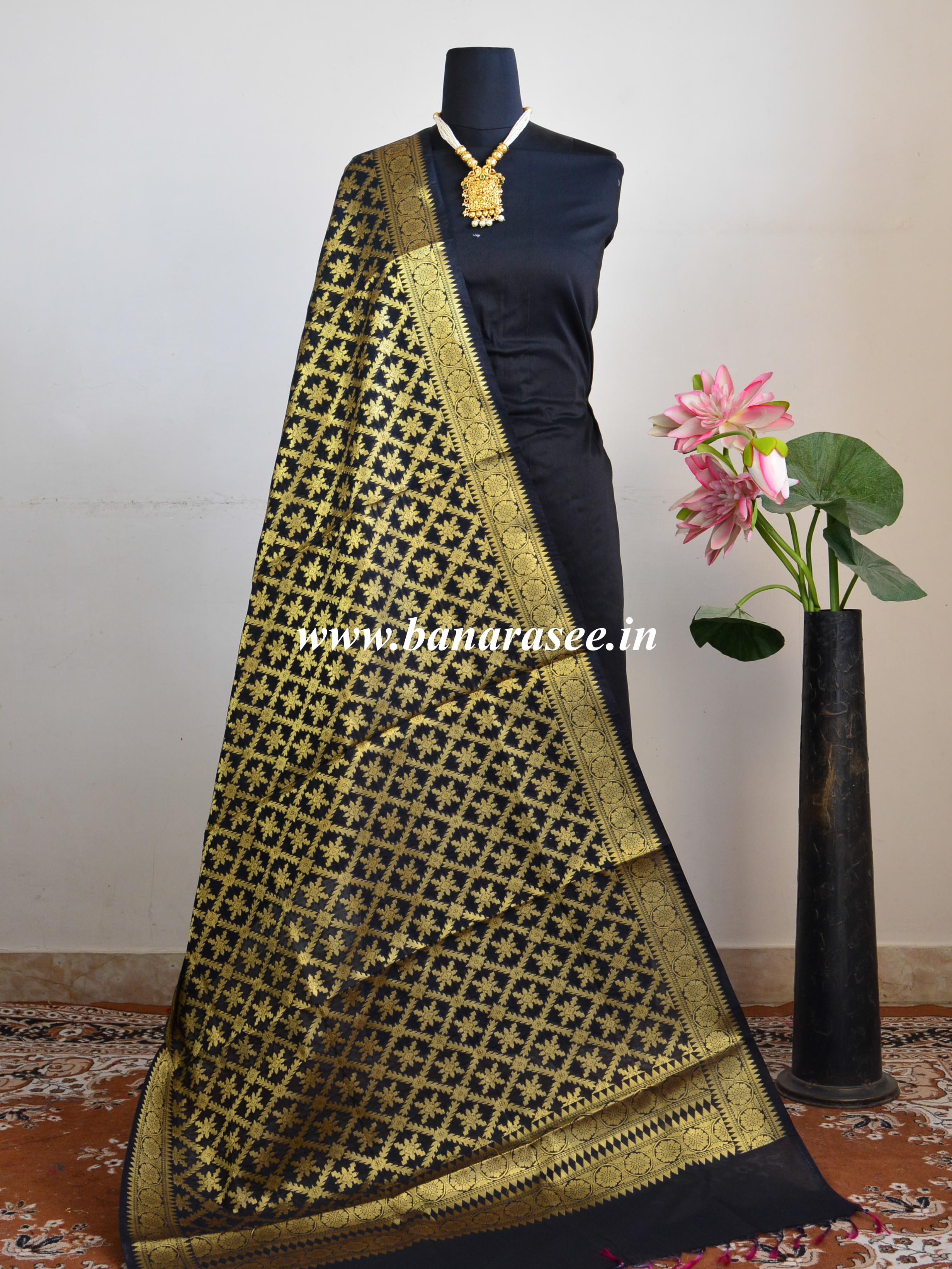 Banarasee Art Silk Dupatta With Jaal Design-Blue