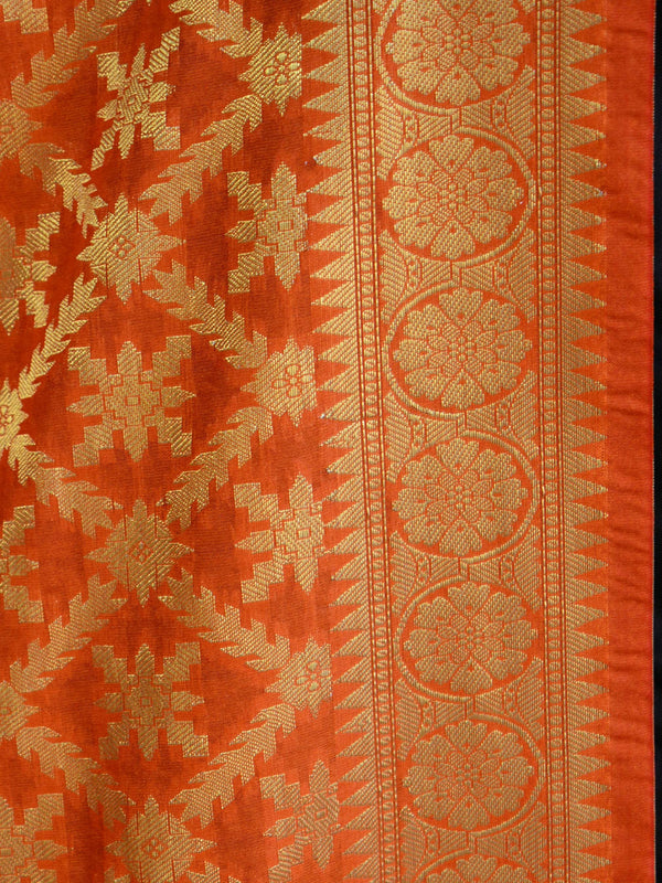 Banarasee Art Silk Dupatta With Jaal Design-Orange