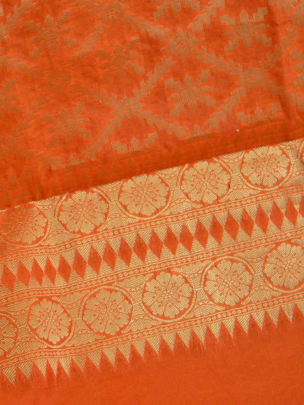 Banarasee Art Silk Dupatta With Jaal Design-Orange