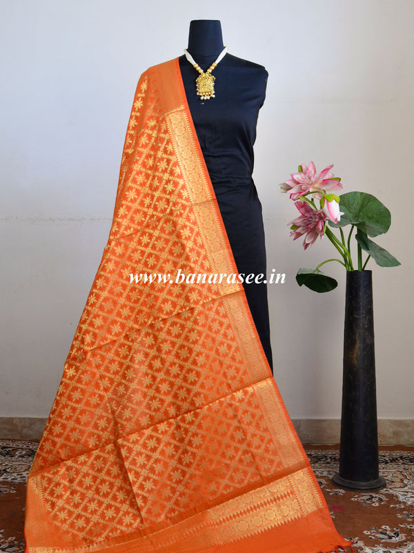 Banarasee Art Silk Dupatta With Jaal Design-Orange