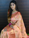 Banarasee Cotton Silk Mix Saree With Antique Zari Buta Design-Peach