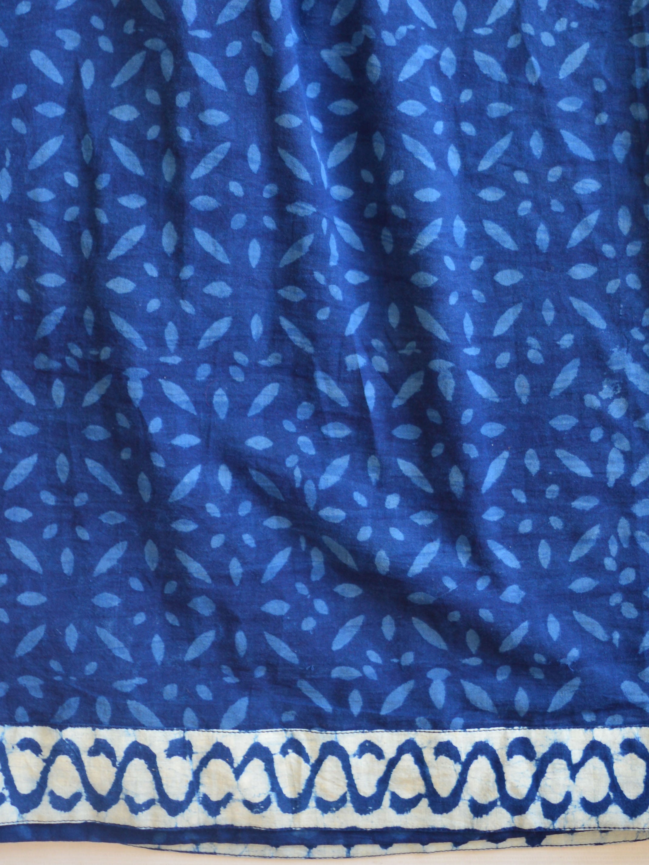 Handblock Printed Kurta Palazzo & Dupatta Set With GotaPatti Work-Indigo