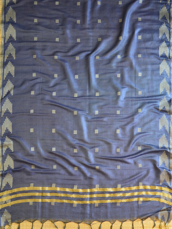 Handloom Silk Cotton Ghichha Woven Salwar Kameez Dupatta Set-Blue