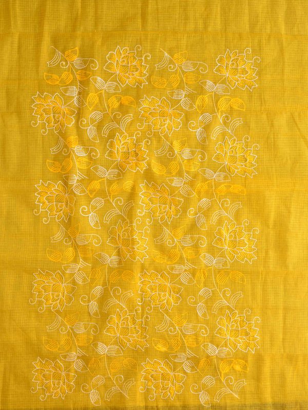 Banarase Kota Doria Heavy Hand-Embroidered Salwar Kameez Dupatta Set-Yellow