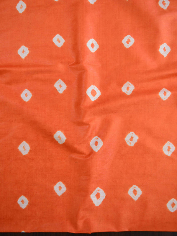 Bhagalpuri Salwar Kameez Glossy Cotton Silk Shibori Dye Fabric-Orange & Pink