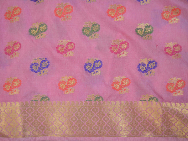 Banarasee Art Silk Dupatta With Meena Work Flower Motif Design-Pastel Pink