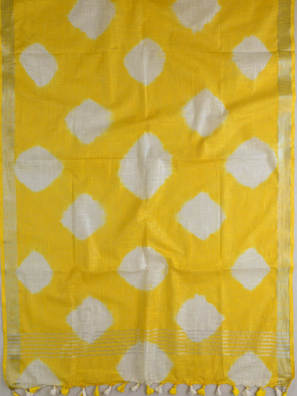 Bhagalpur Linen Cotton Shibori-Dyed Dupatta-Yellow