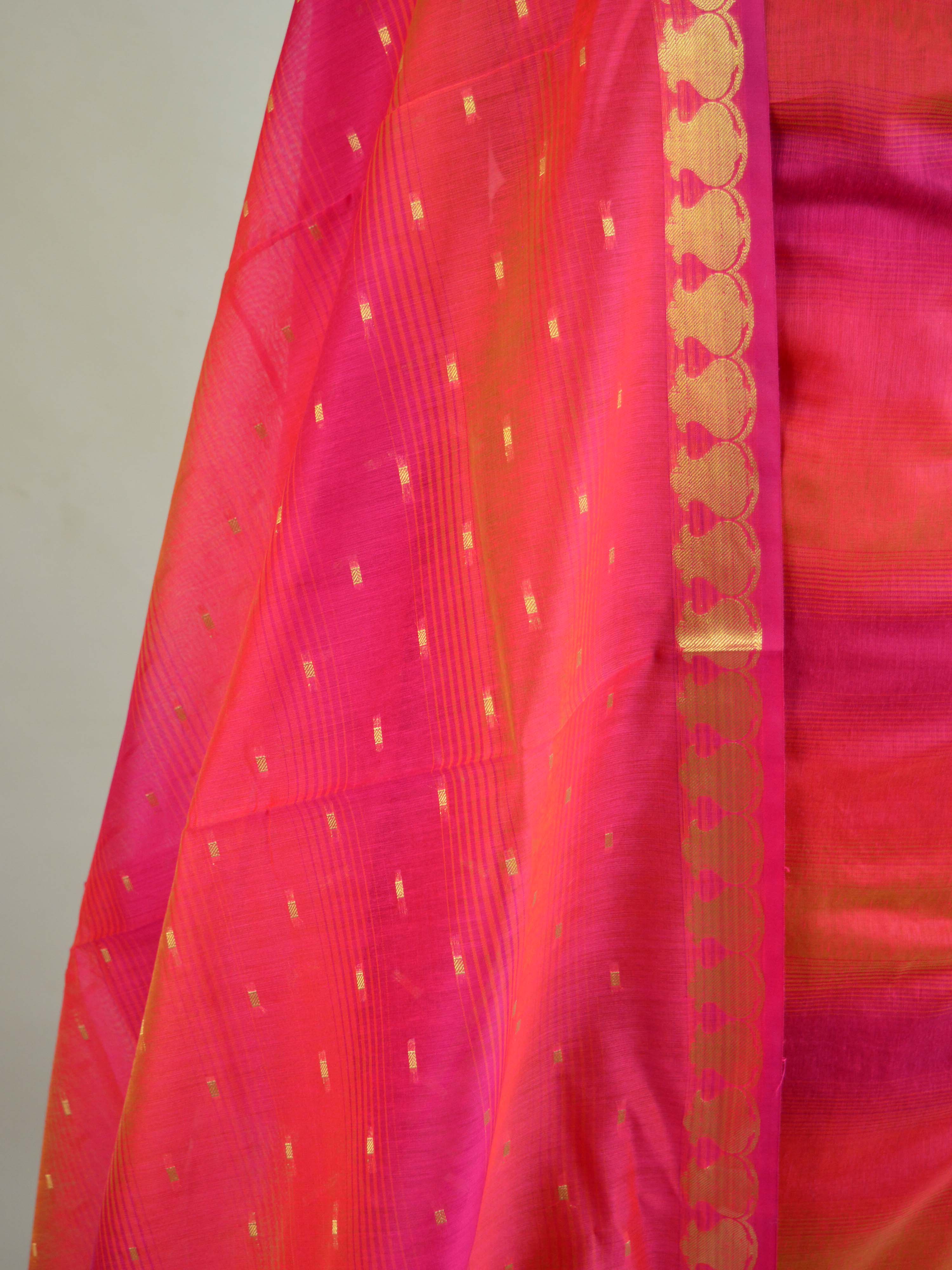 Banarasee Chanderi Cotton Stripes Salwar Kameez  Fabric With Dupatta-Pink