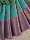 Banarasee Cotton Silk Mix Saree With Antique Zari Buta Design-Blue